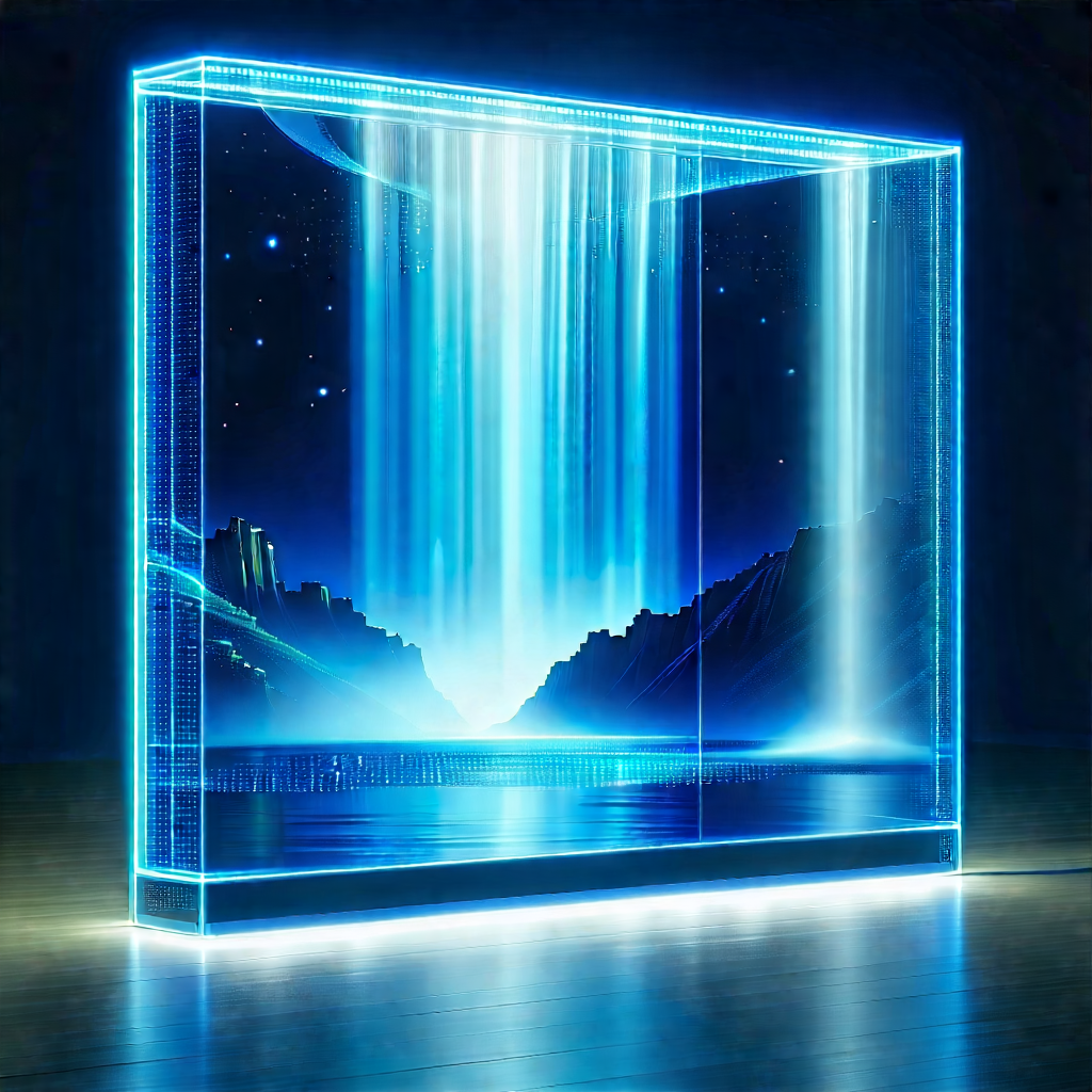 Smart Home Device With Holographic Display With Large, Blue,