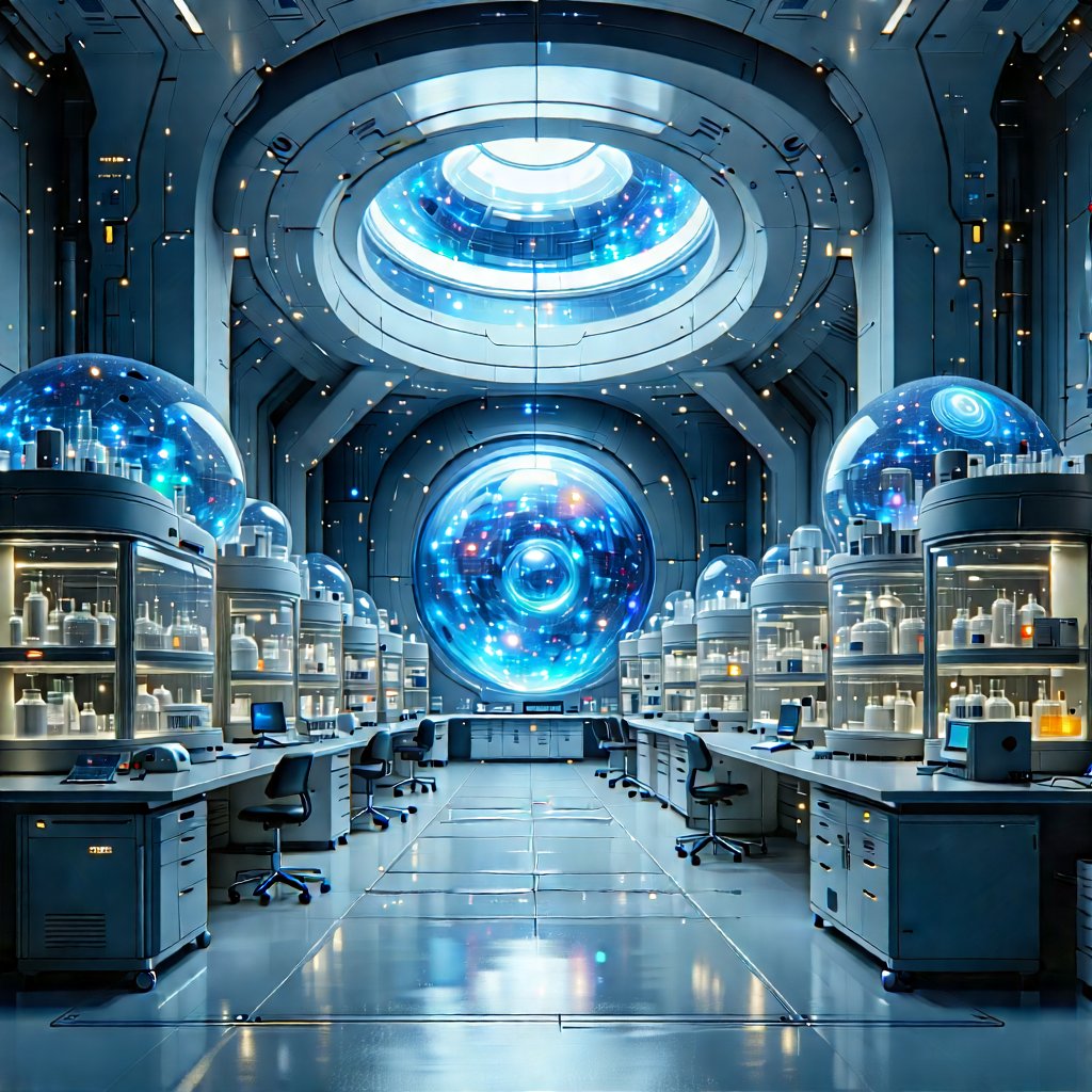 Futuristic Research Laboratory With Image, There