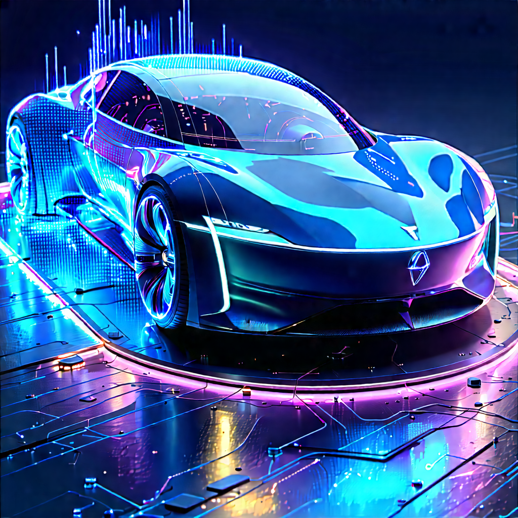 Innovative Electric Vehicle (design:1.45) With Futuristic Blue