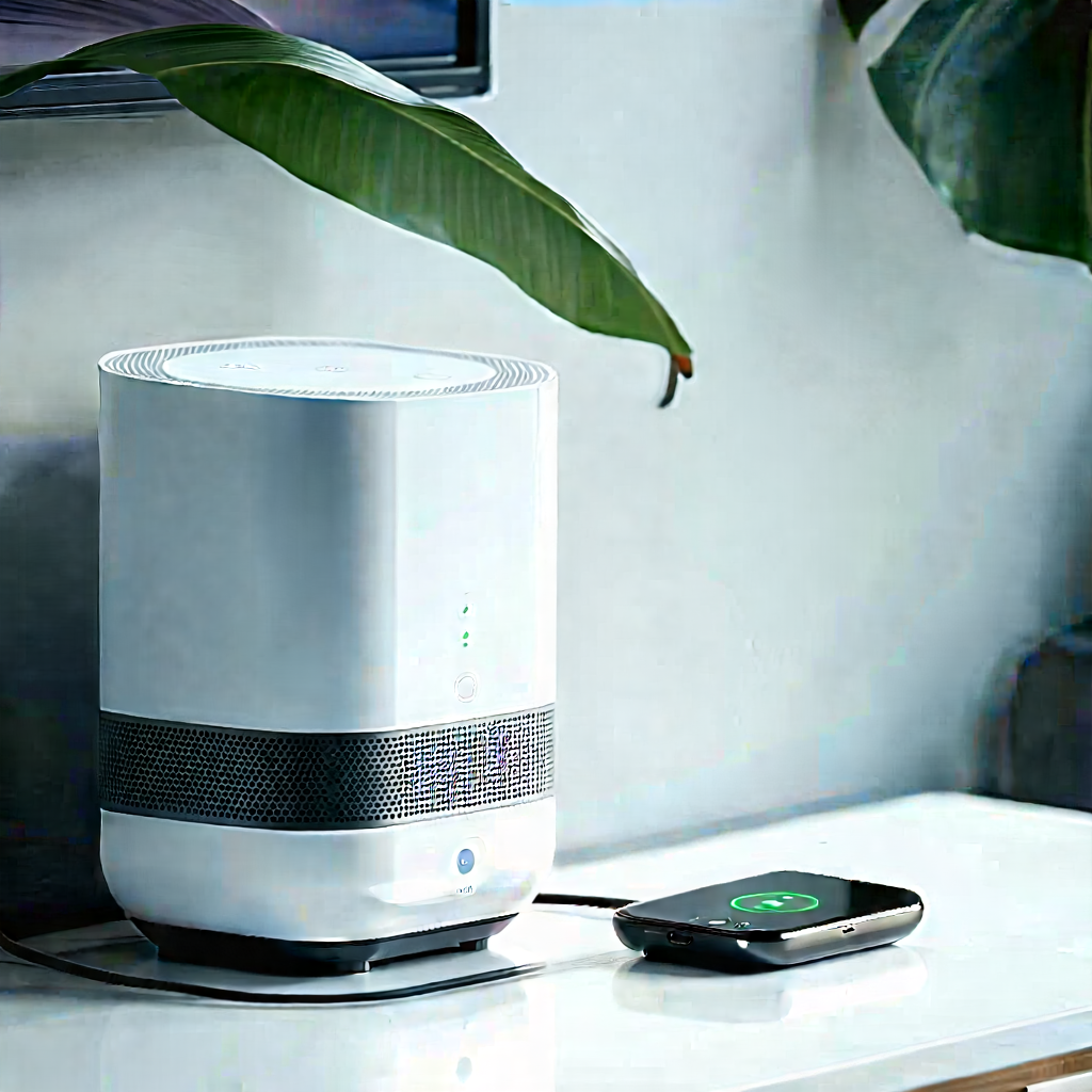Smart Home Device With Digital Artwork With White Speaker