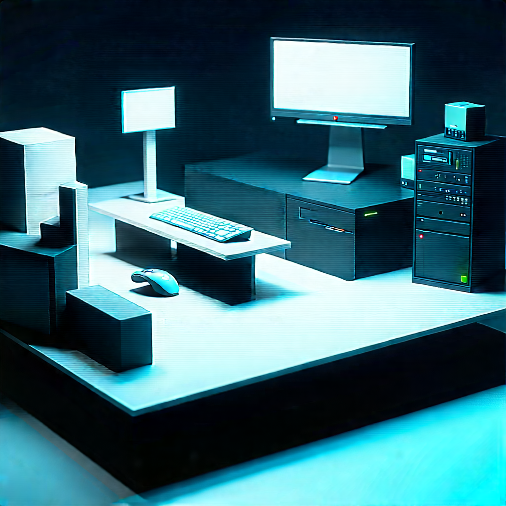Entertainment Technology In Tech Office With Computer Desk