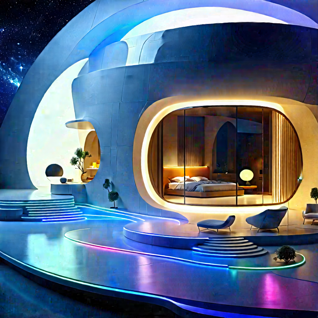 (futuristic:1.41) Smart Home With Image, There