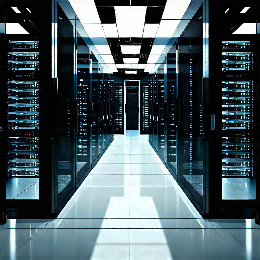 Futuristic Server Room With Large Room