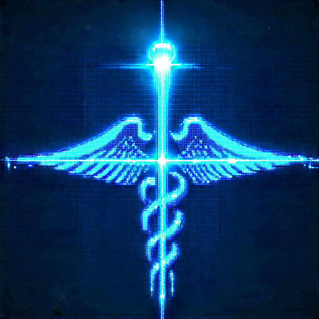 Innovative Medical Technology (design:1.48) With Blue White