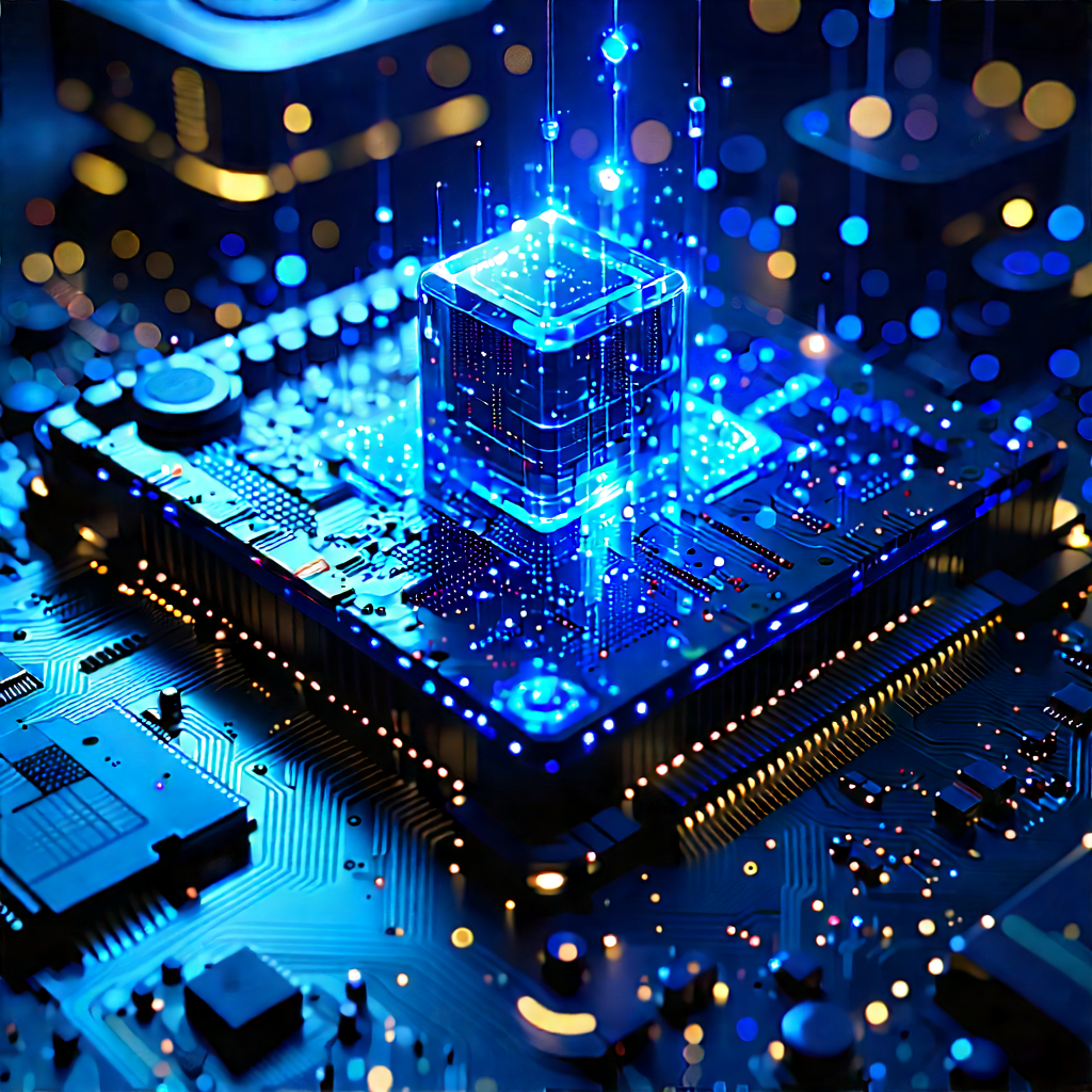 Quantum Computer With Digital Particles With Computer Chip