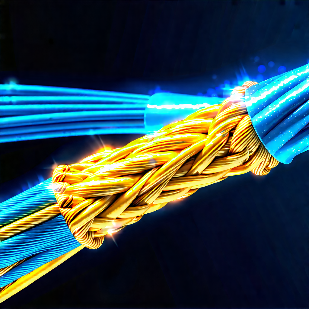 Close-up Of Fiber Optic Cables With Close-up Blue