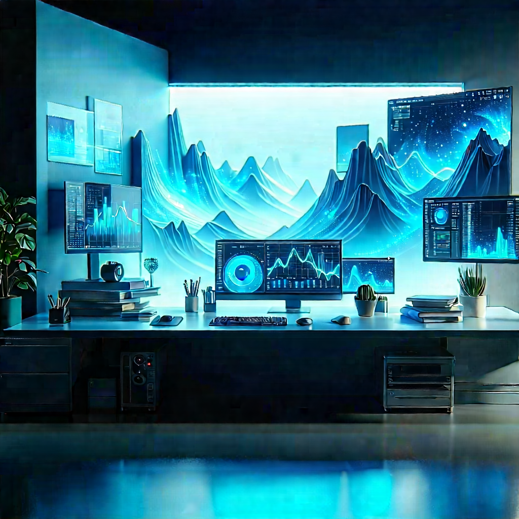 Futuristic (digital:1.14) Workspace With Image, There