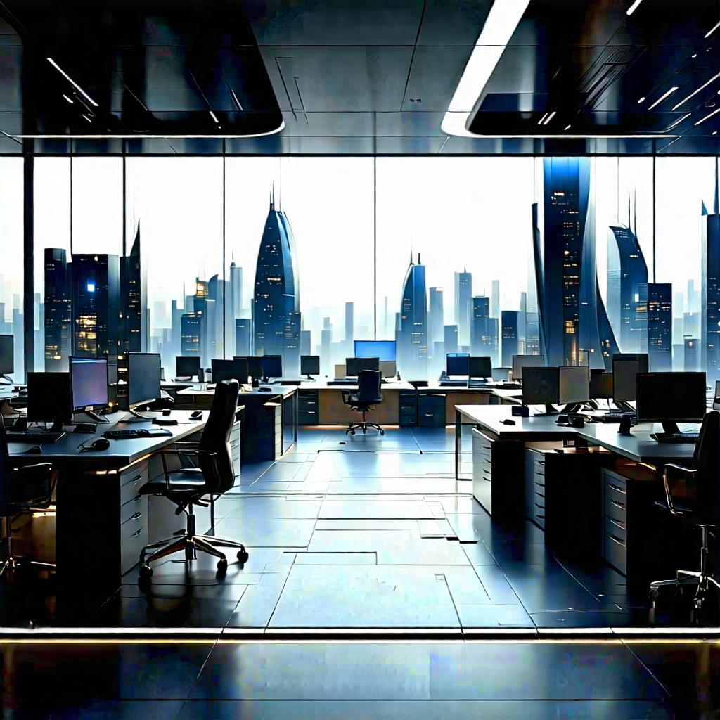 Futuristic Tech Startup Office With Large Office
