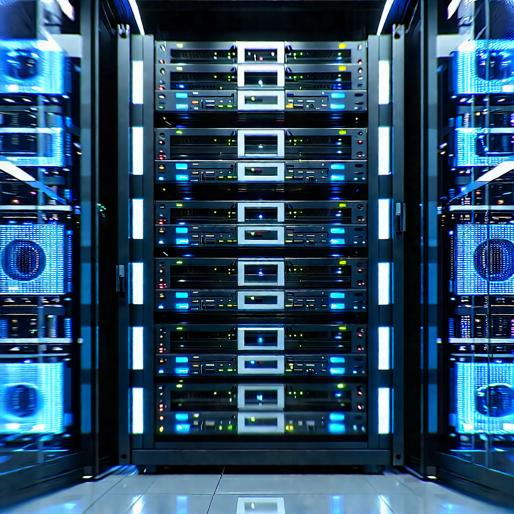 Server rack with data streams