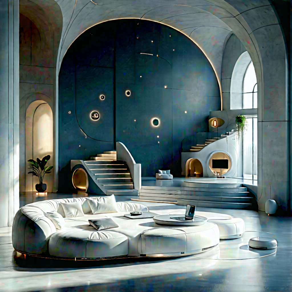 (futuristic:1.39) Smart Home With Large, Modern