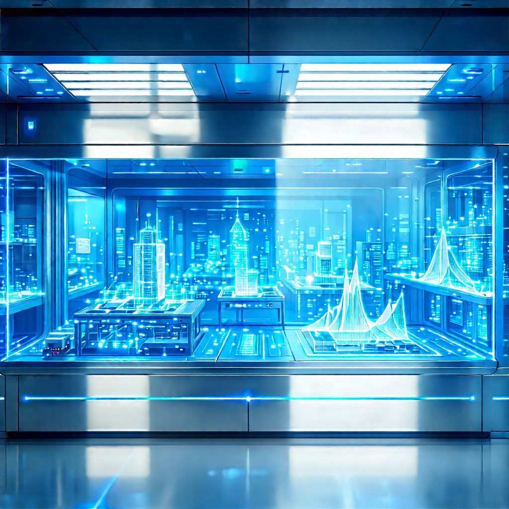 Healthcare Technology In Manufacturing Facility With Futuristic Cityscape,