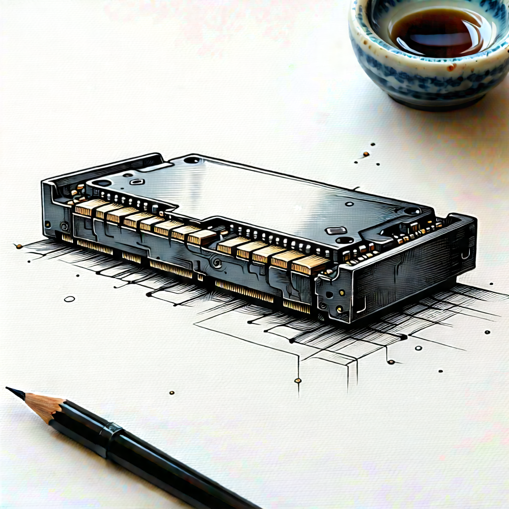 Close-up Of Memory Module With Pencil Placed