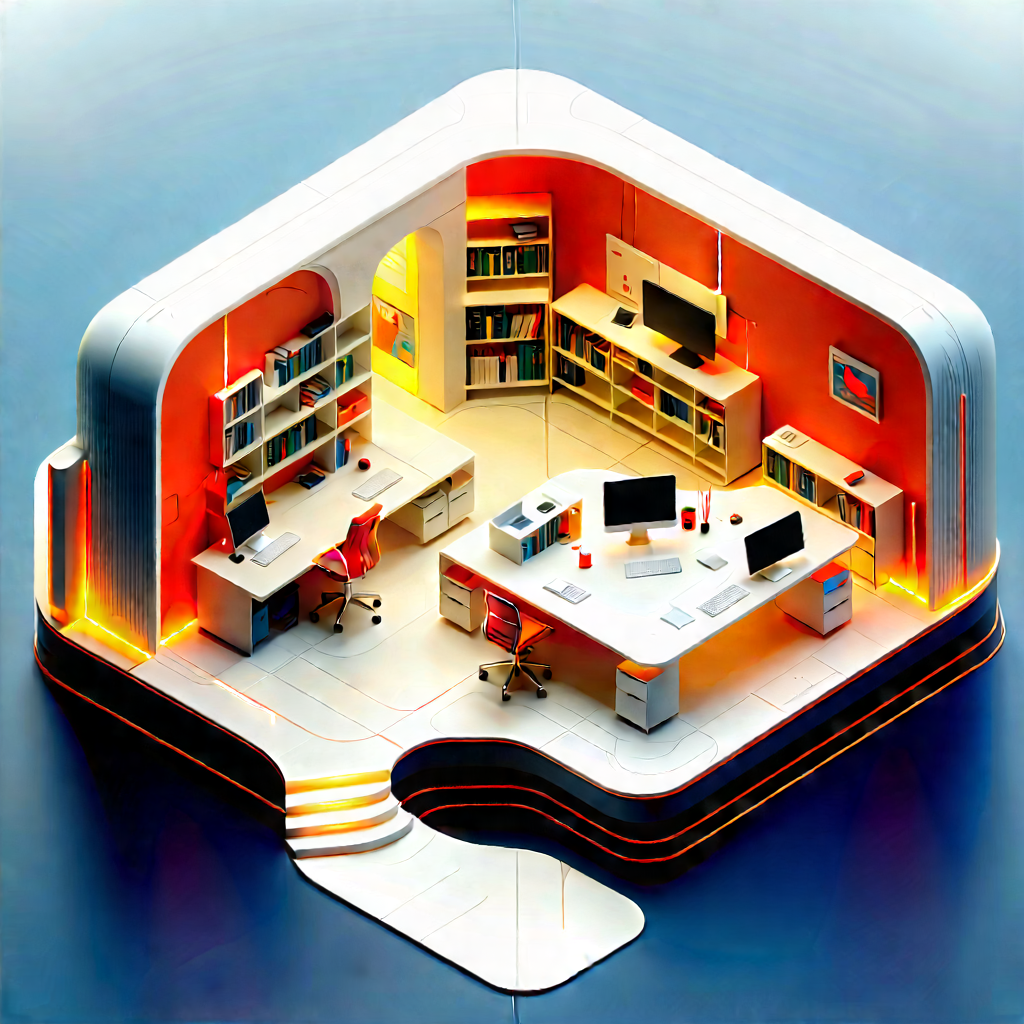 Futuristic Tech Startup Office With White Room