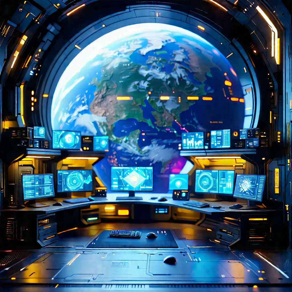 Futuristic Digital Workspace With Image, There