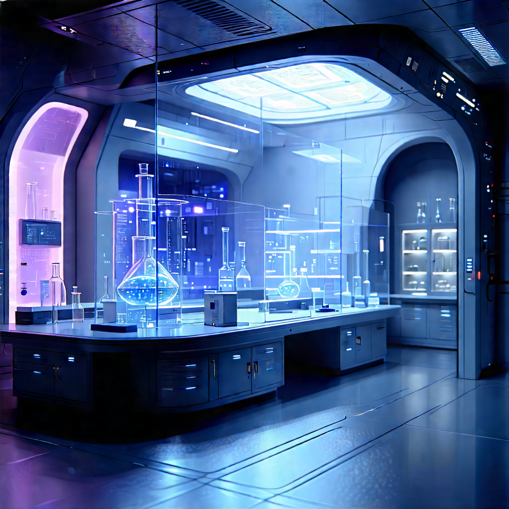 (futuristic:1.16) Research Laboratory With Image, There