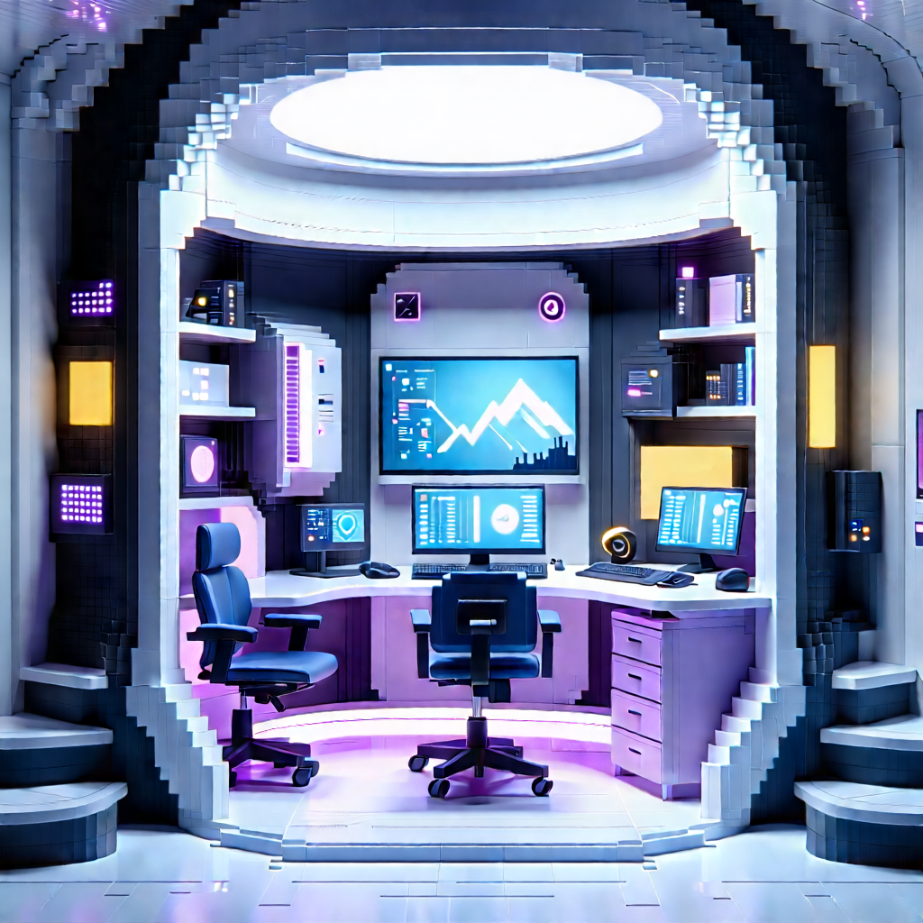 (futuristic:1.47) Tech Startup Office With Image, There
