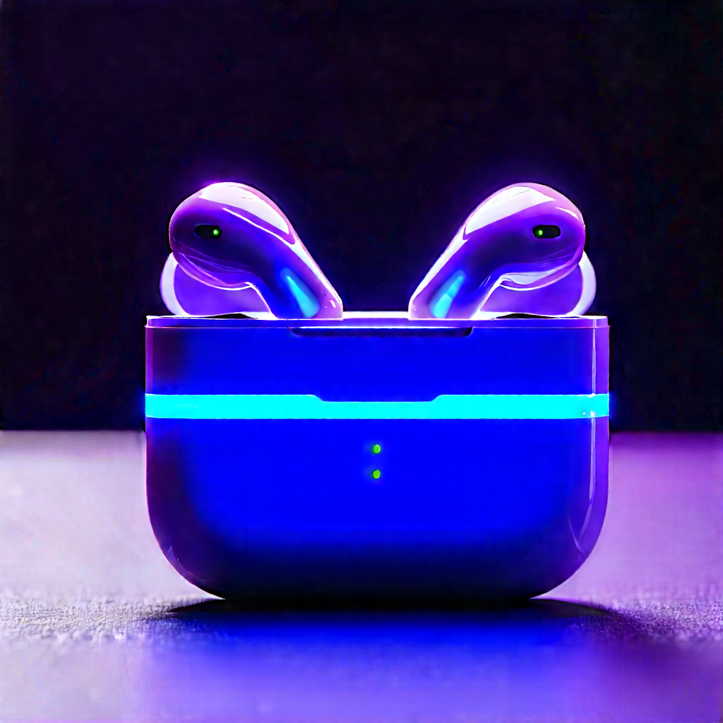 Wireless Earbuds With Glowing Screen With Pair Blue