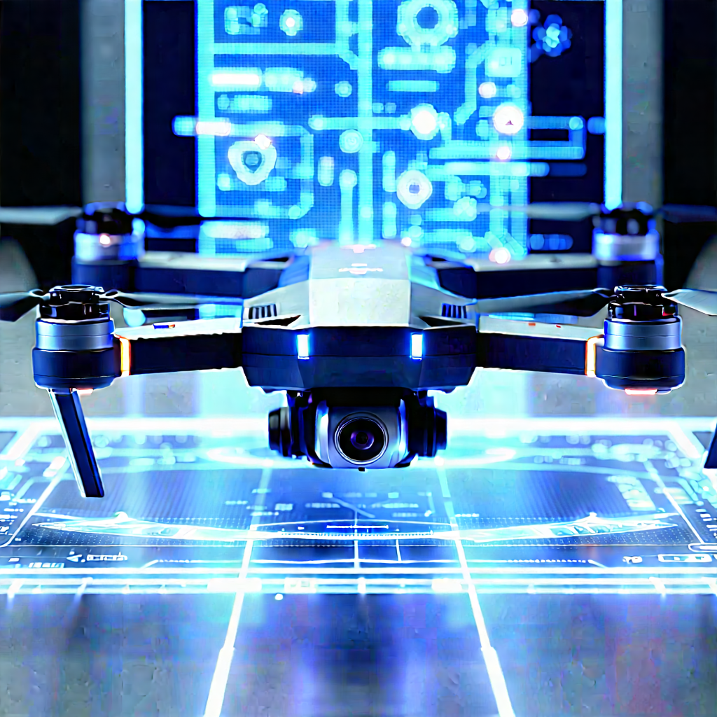 Drone With Holographic Display With Drone Sitting