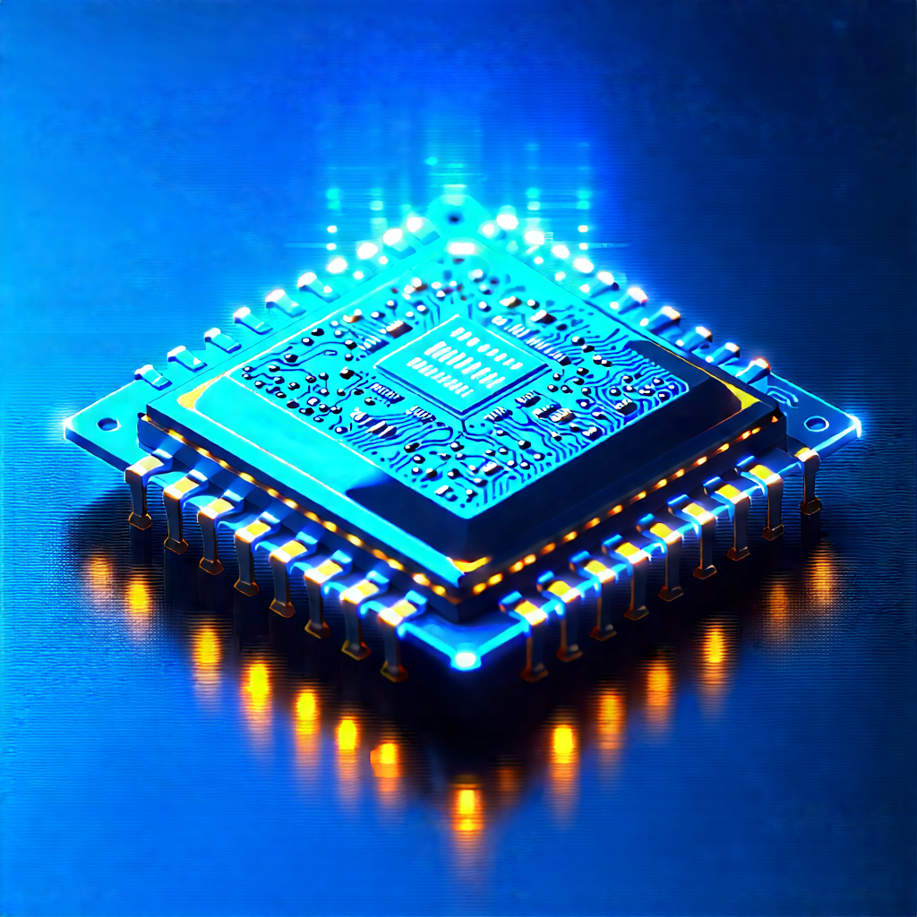Microchip With Blue Light (glow:1.41) With Blue Computer
