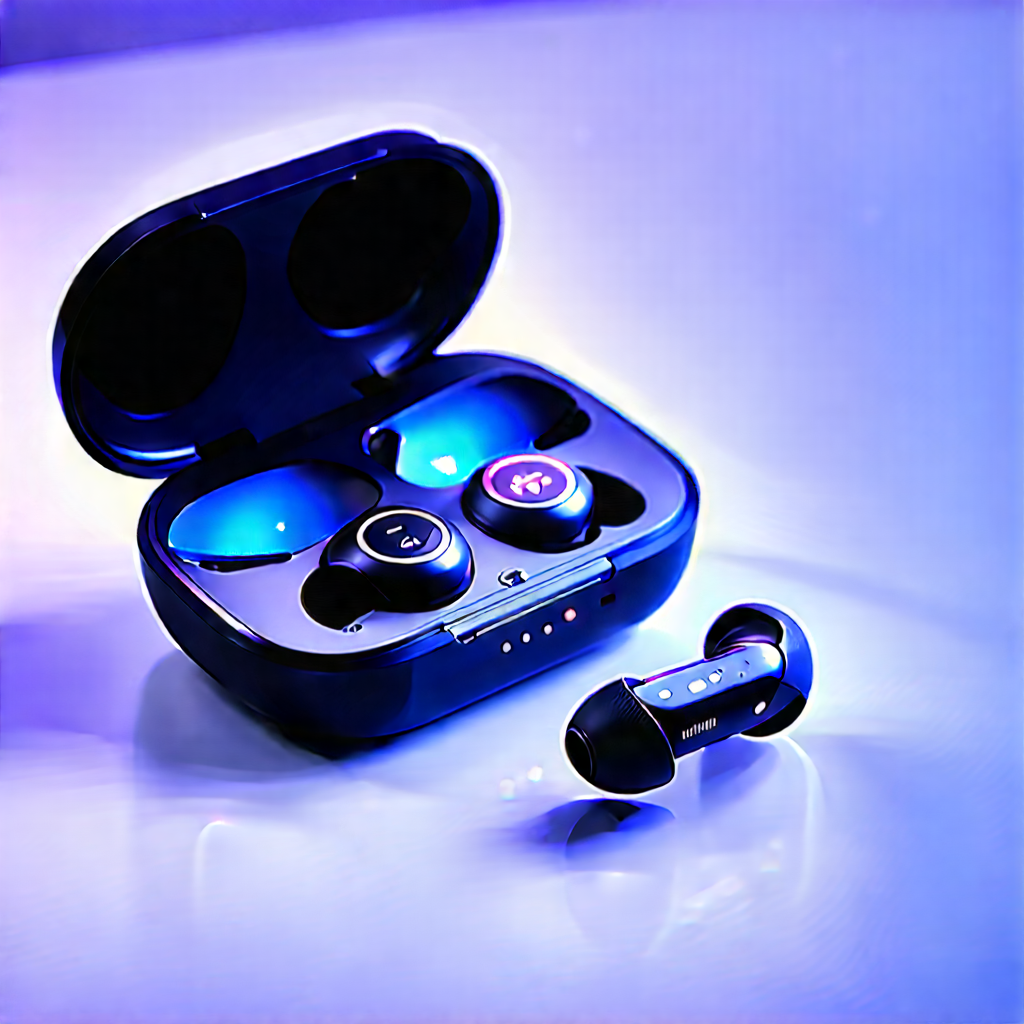 Wireless Earbuds With User Interface With Black Case