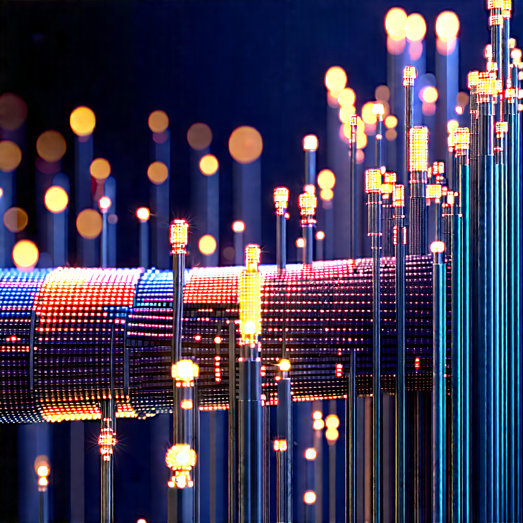Close-up Of Fiber Optic Cables With Image, There