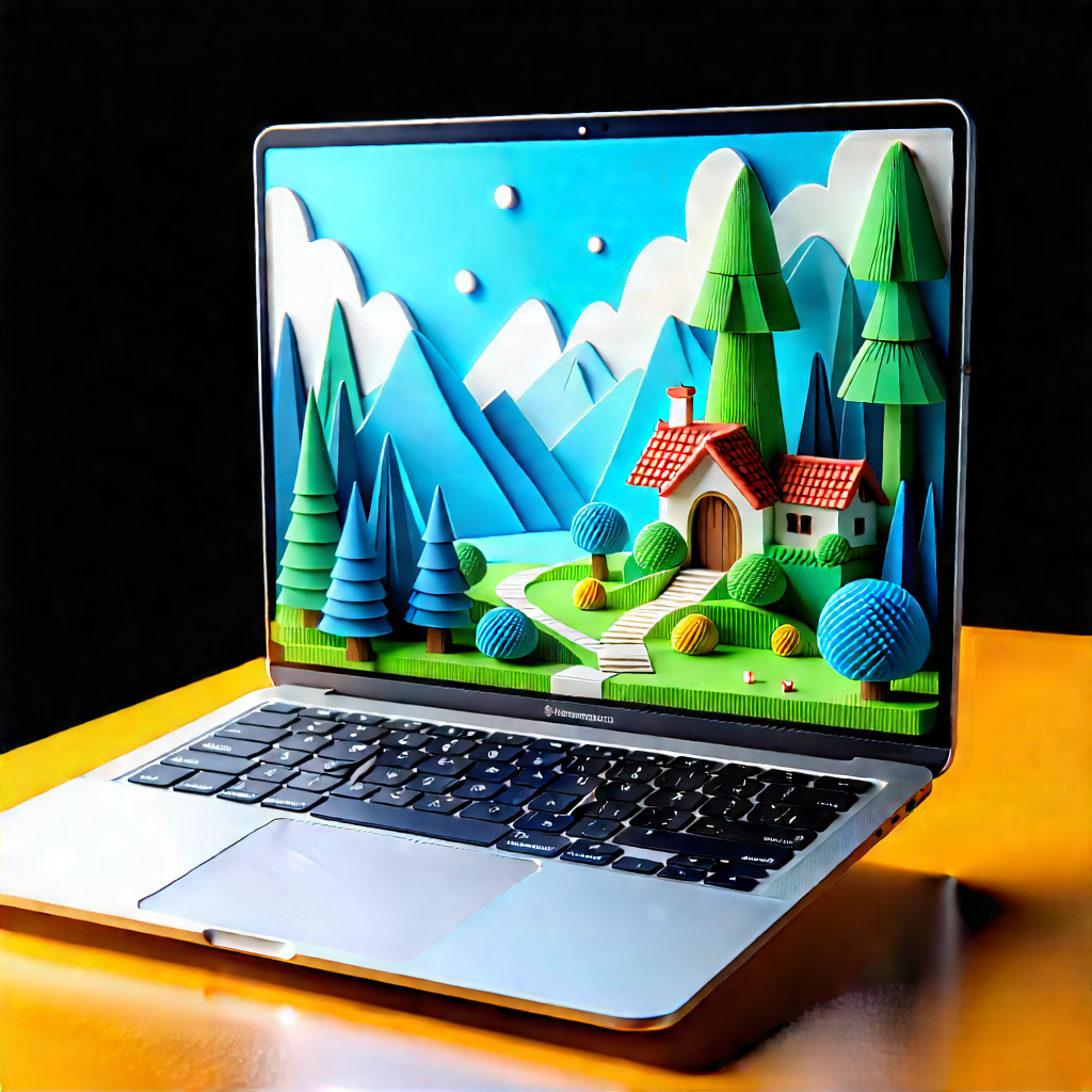 Laptop With (digital:1.16) Artwork With Laptop Computer