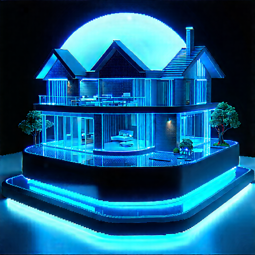 Futuristic Smart Home With Blue House