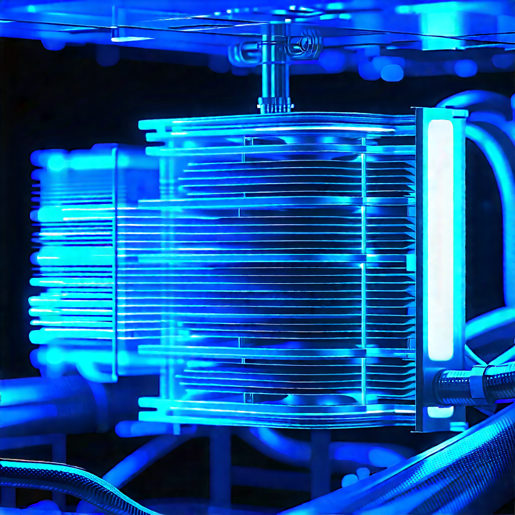 Close-up Of Cooling System With Blue Light