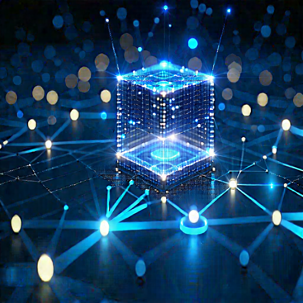 Blockchain Network Visualization With Large, Blue,
