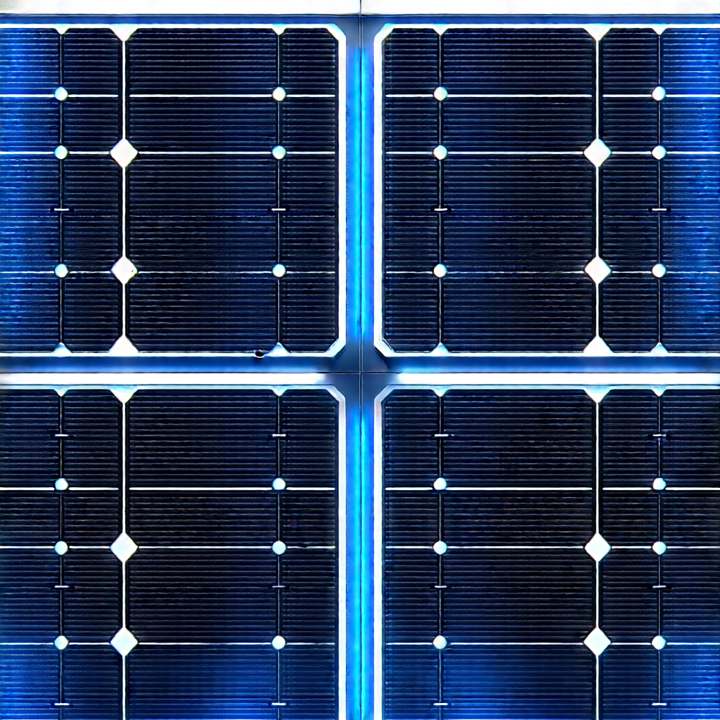 Solar panel with blue light glow