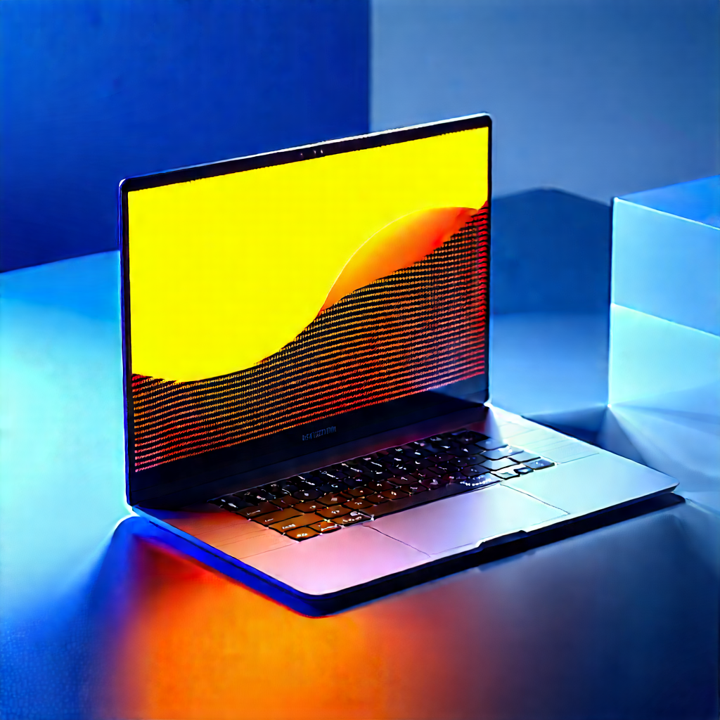 Laptop With Glowing Screen With Laptop Computer