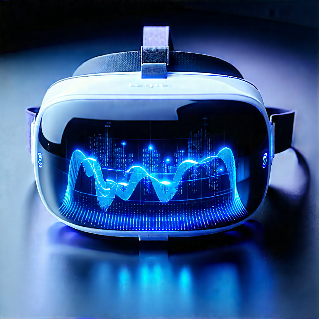 Vr Headset With Data Visualization With Pair Blue