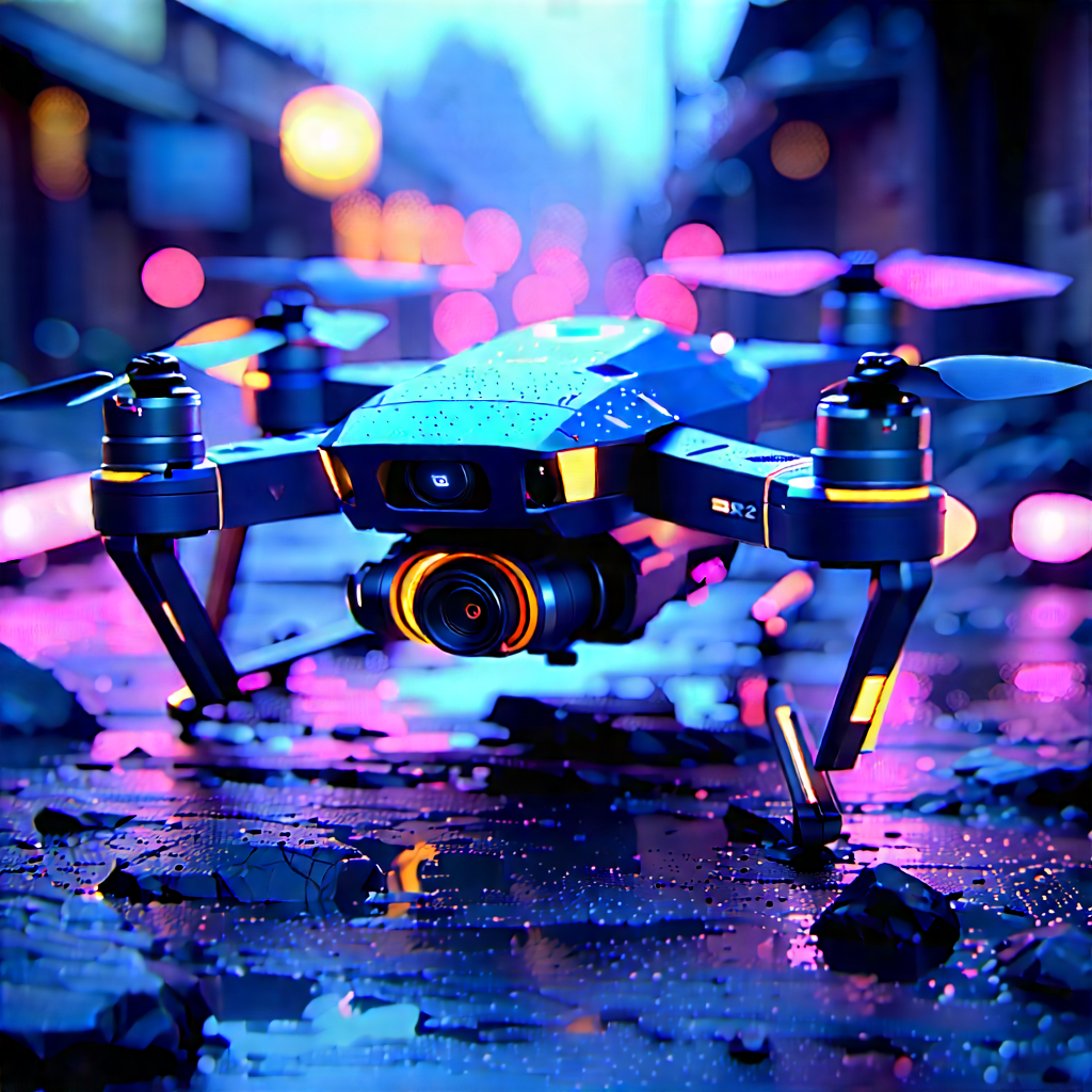 Drone With Digital Artwork With Black Yellow
