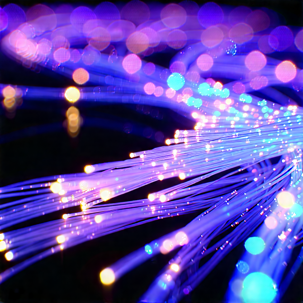 Close-up of fiber optic cables