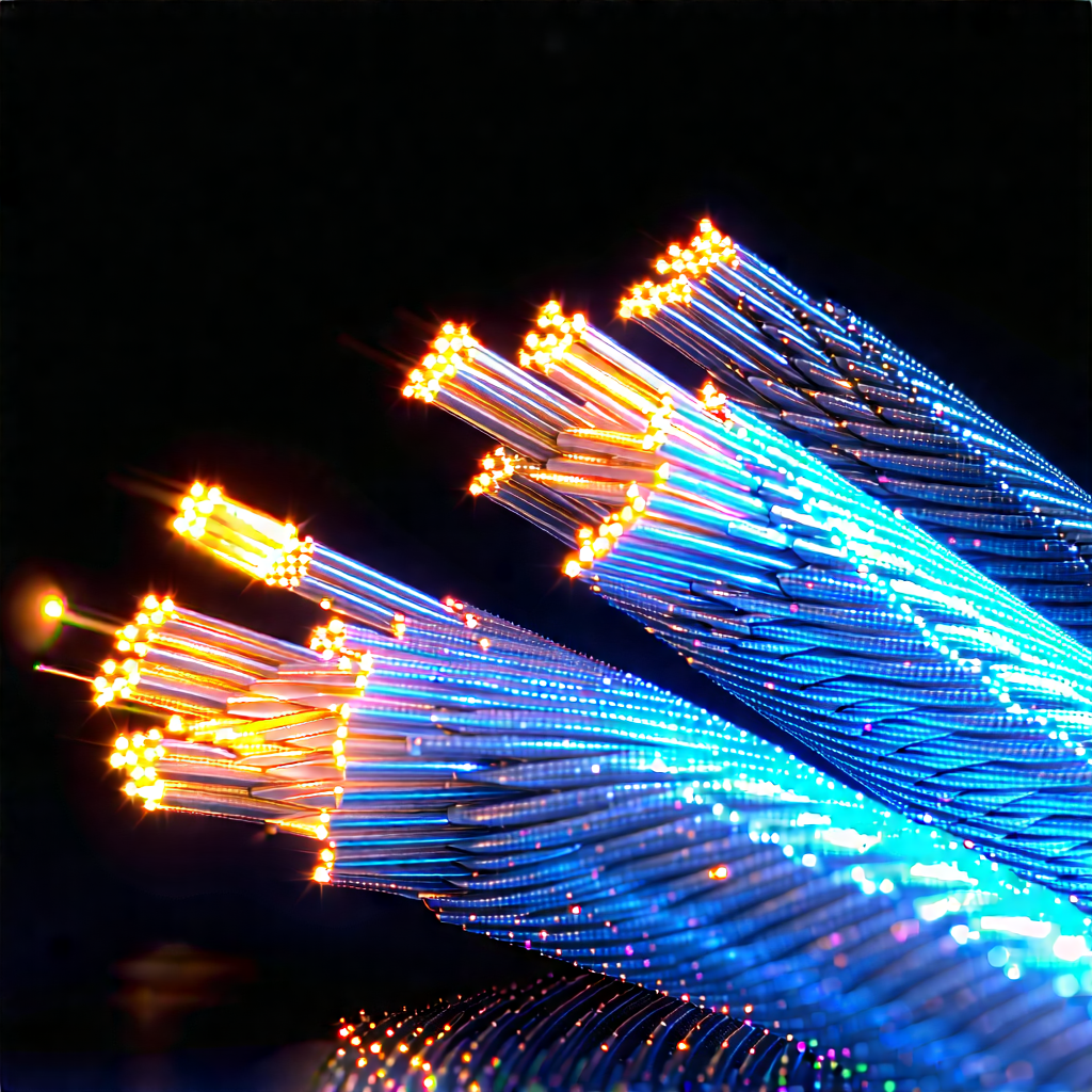 Close-up Of Fiber Optic Cables With Close-up Blue