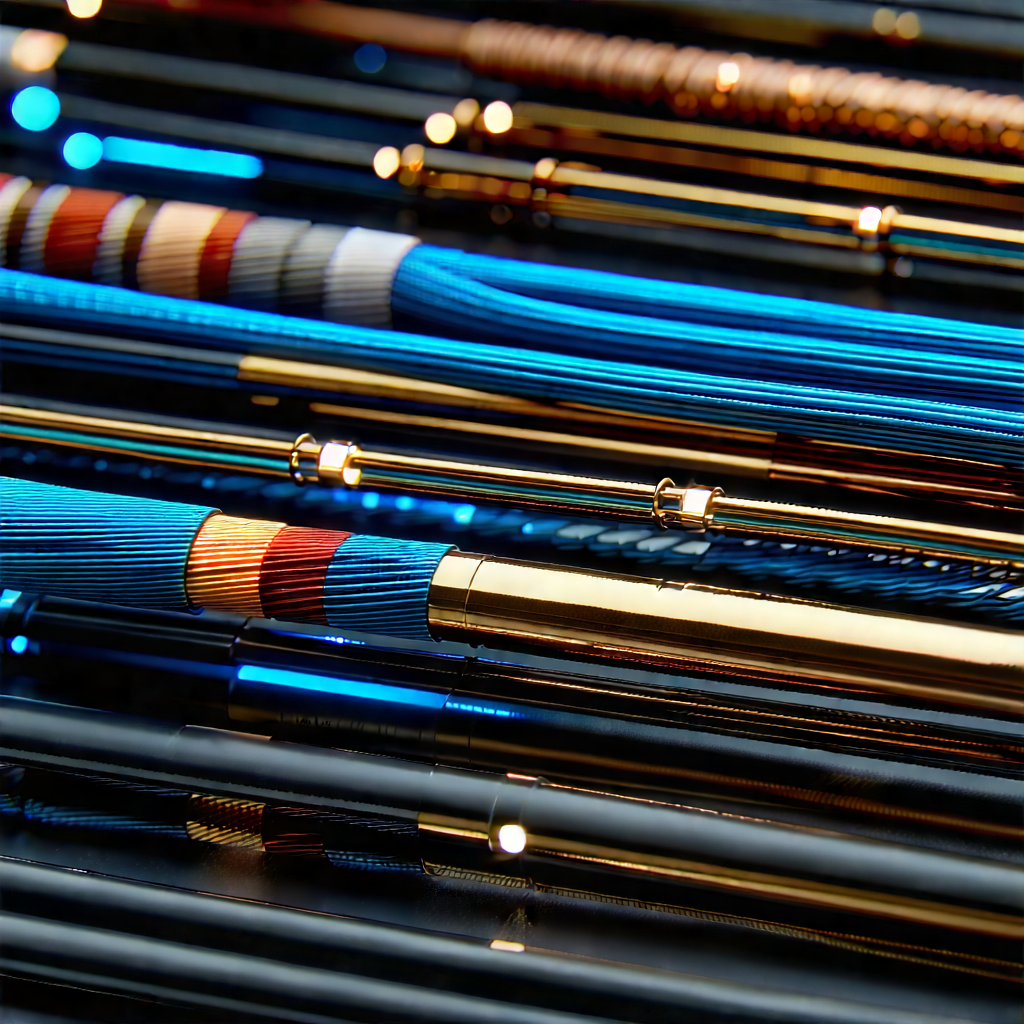 Close-up Of Fiber Optic Cables With Collection Various