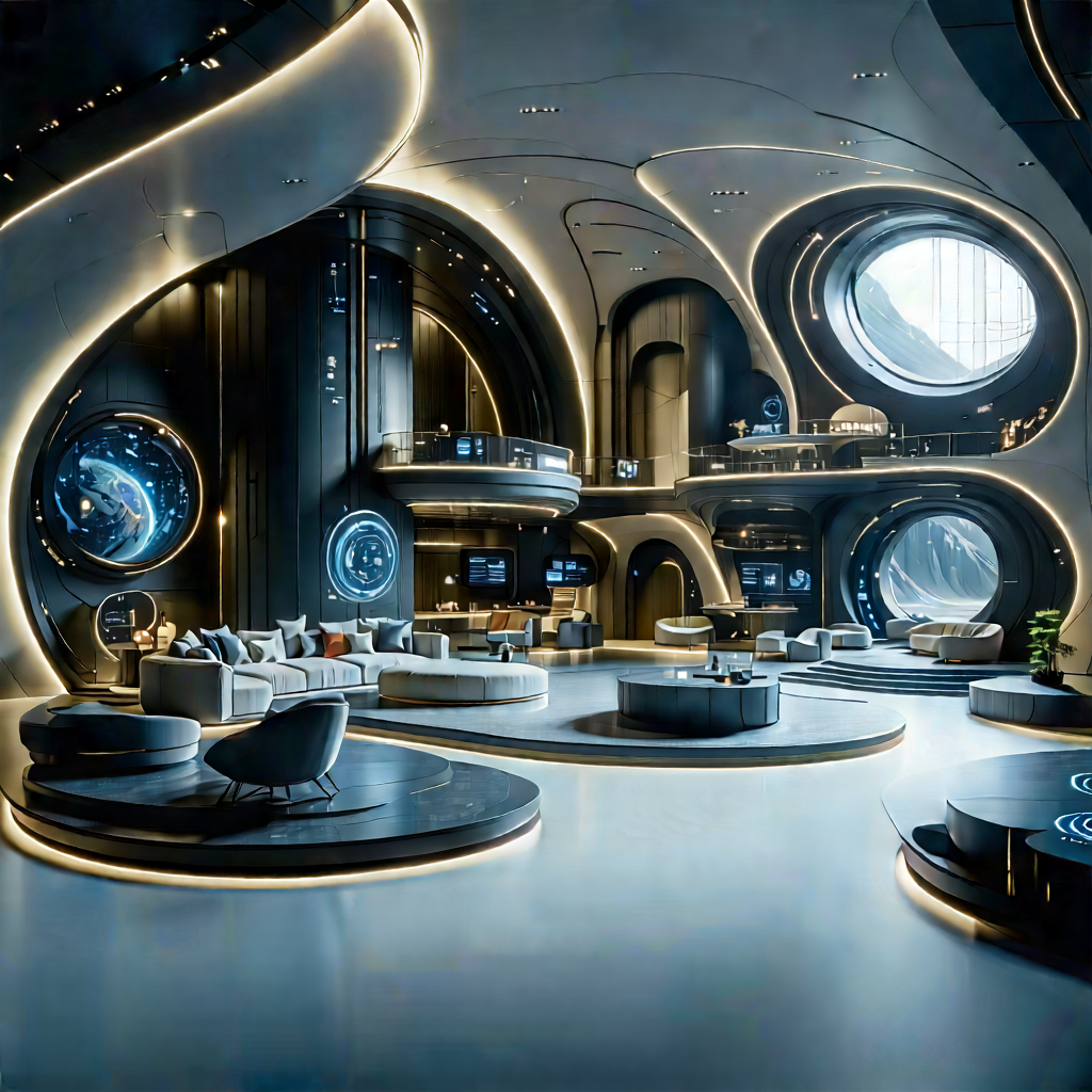 (futuristic:1.12) Smart Home With Image, There