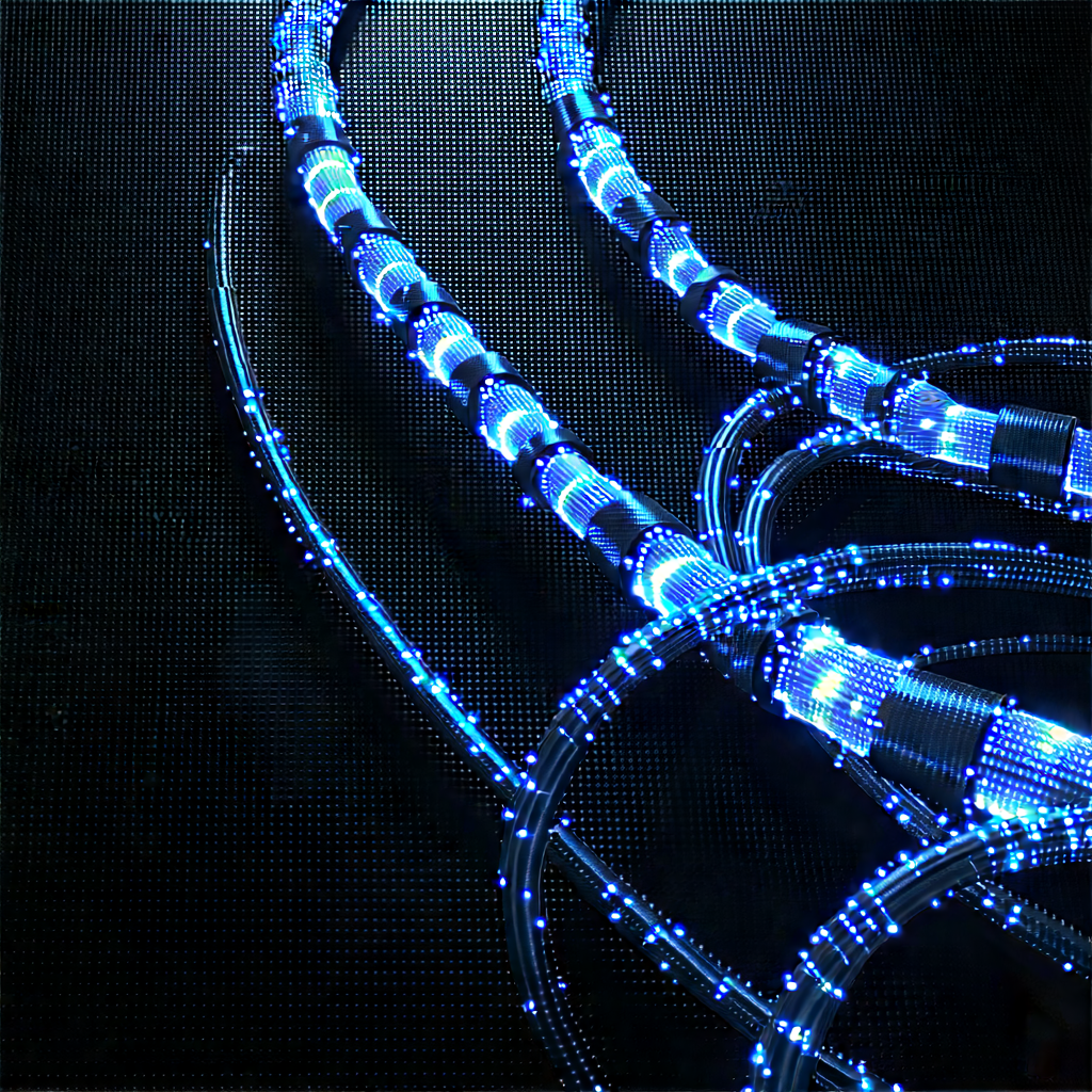 Close-up of fiber optic cables