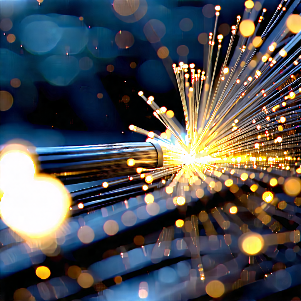Close-up Of Fiber Optic Cables With Close-up Wire