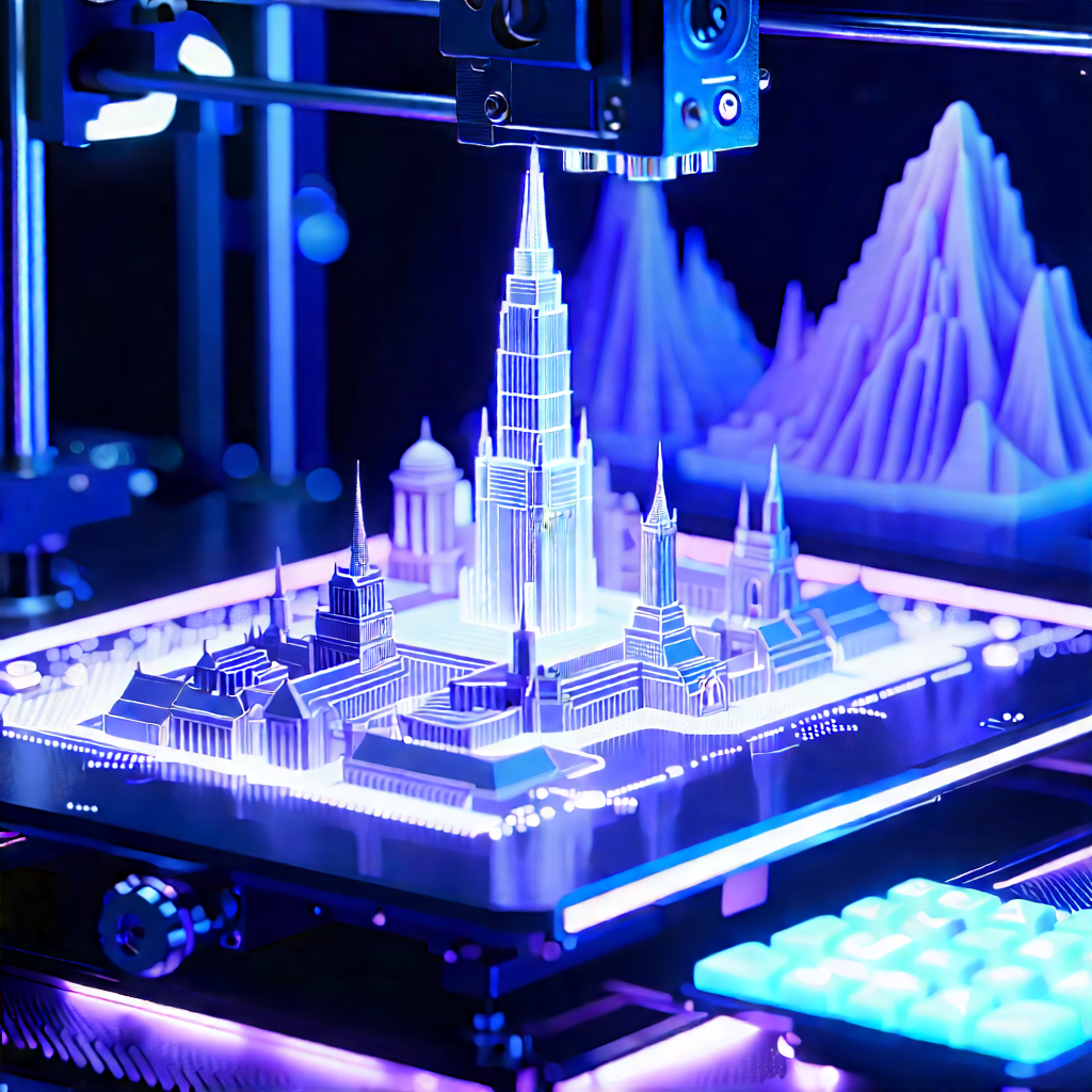 3d Printer With Holographic Projection With Printer Creating