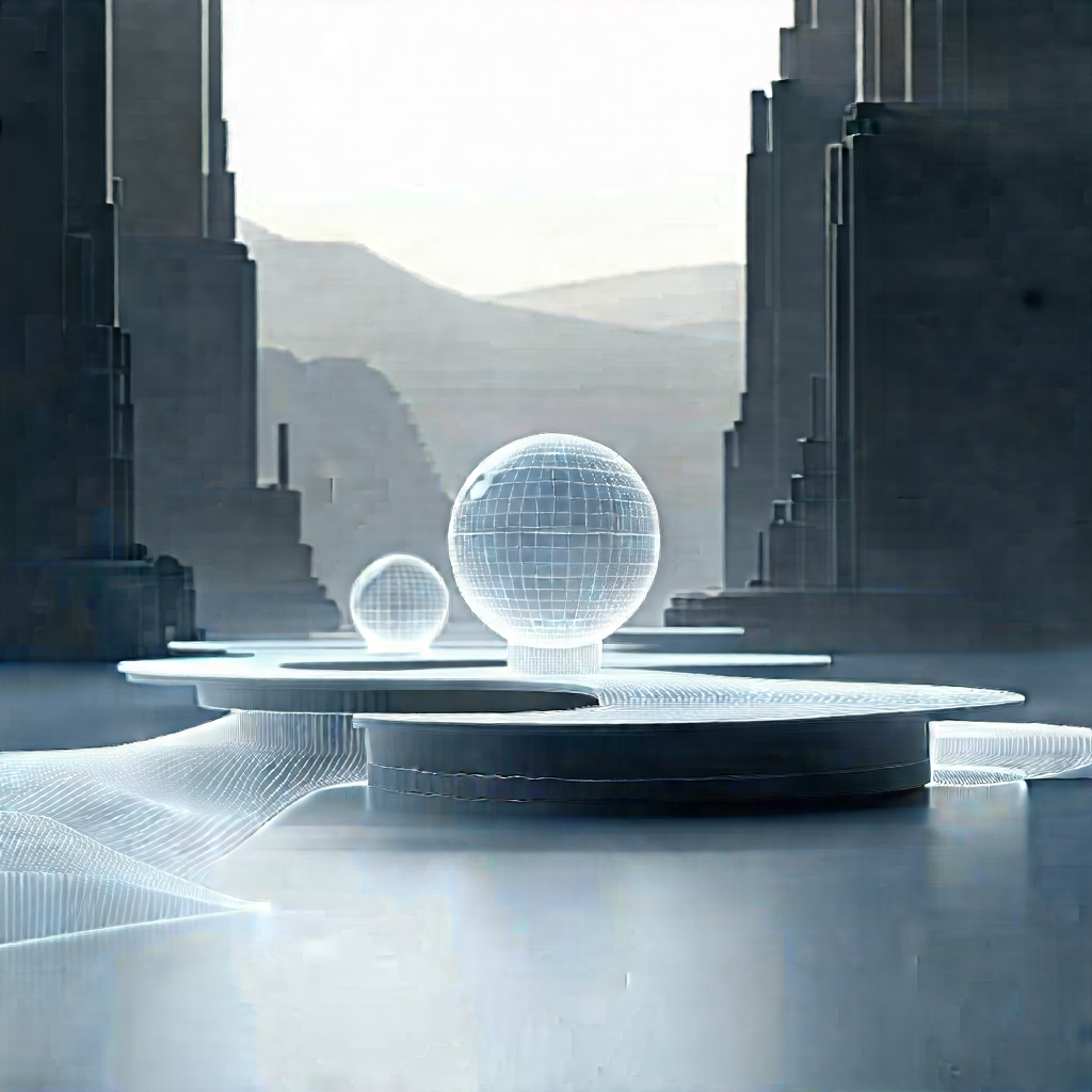 Futuristic Digital Workspace With Image, There