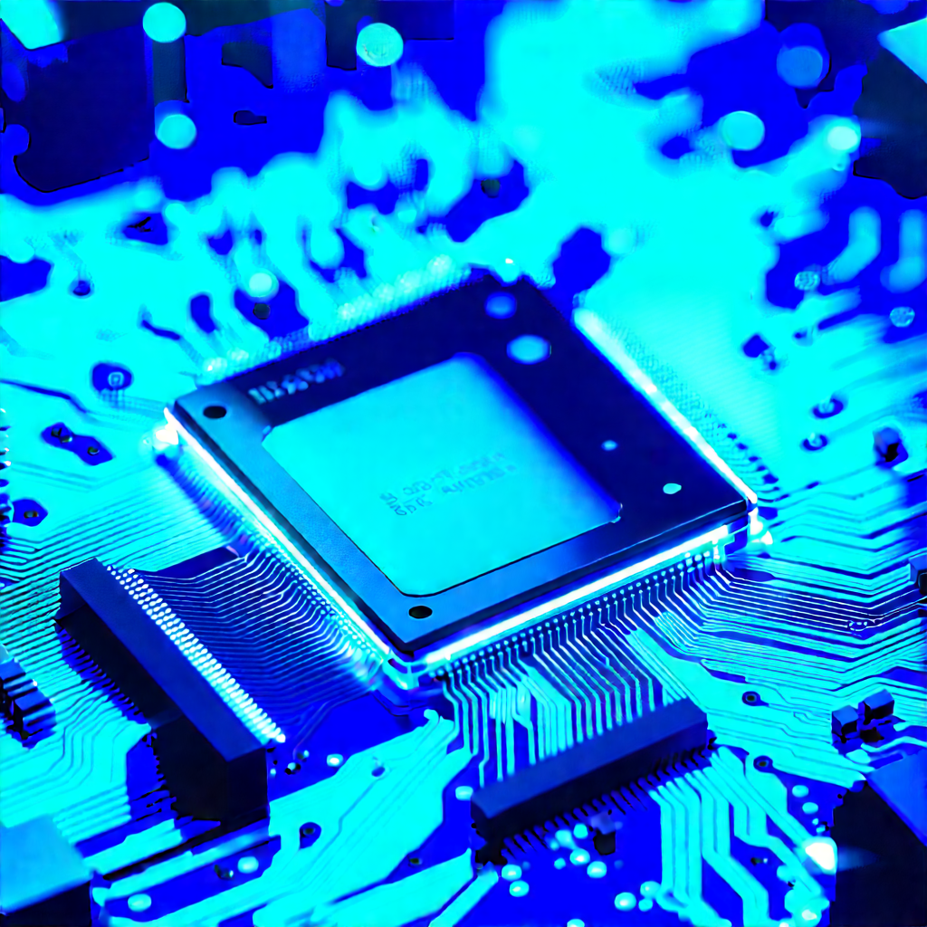 Microchip with blue light glow