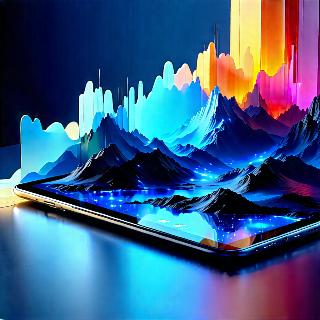 Tablet With Digital Artwork With Cell Phone