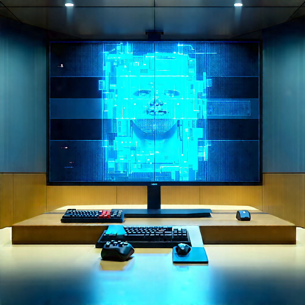 Educational Technology In Research Center With Computer Desk