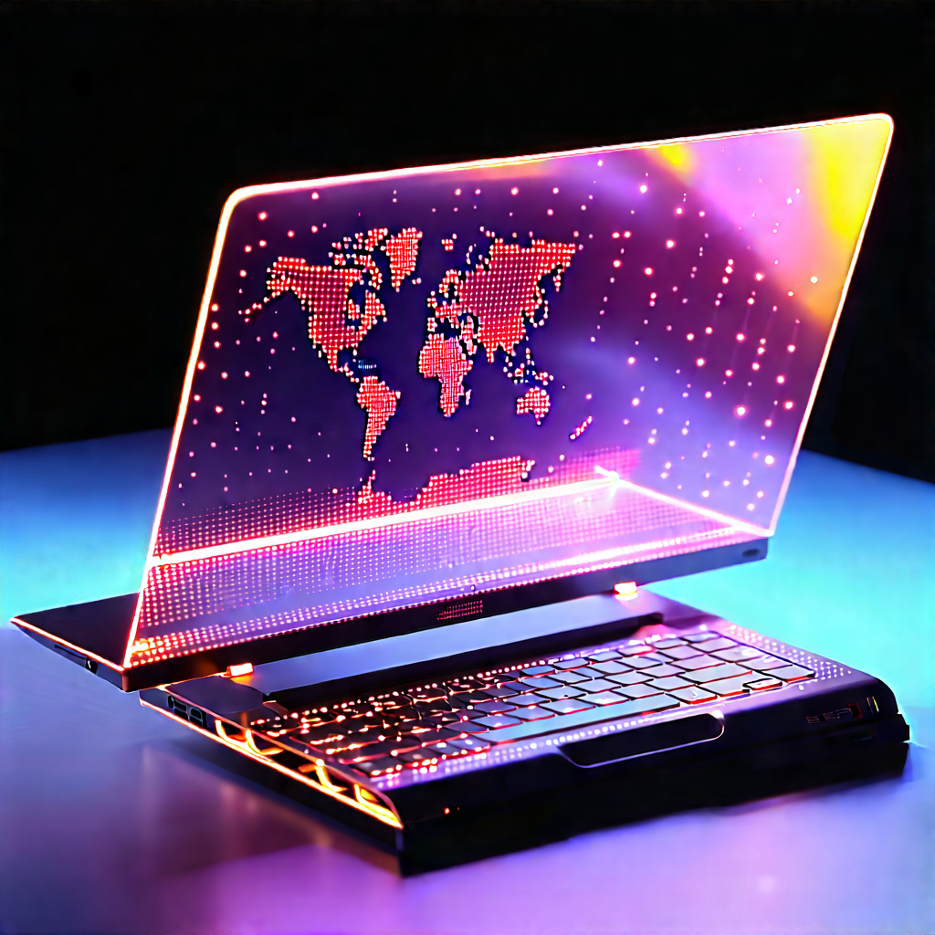 Laptop With Glowing Screen With Laptop Computer