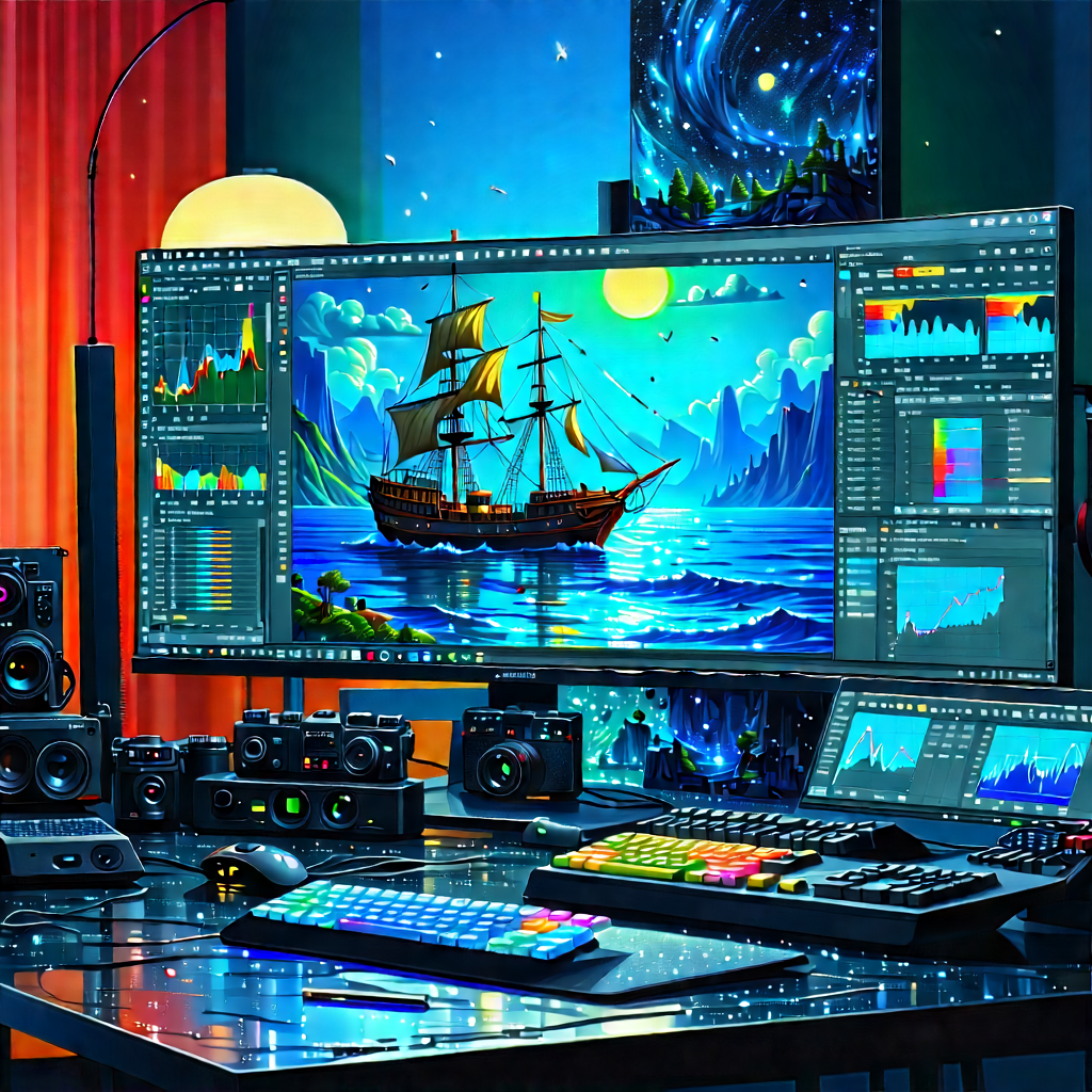 Entertainment Technology In Design Studio With Computer Desk