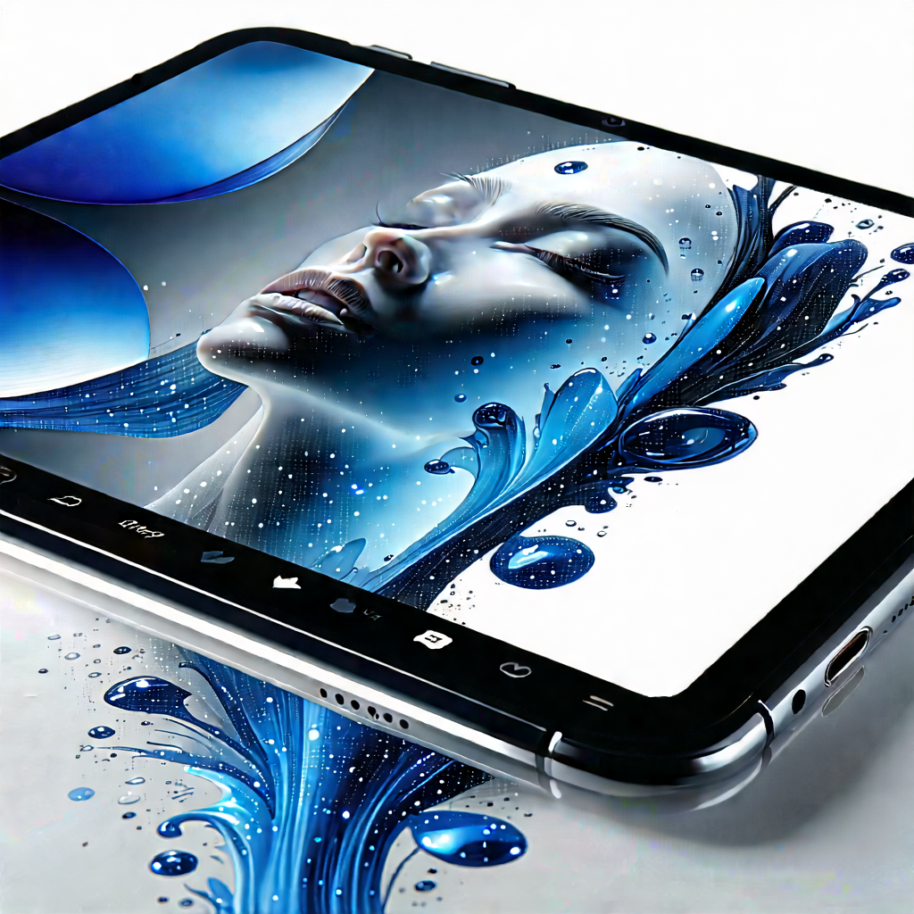 Tablet with (digital:1.28) artwork
