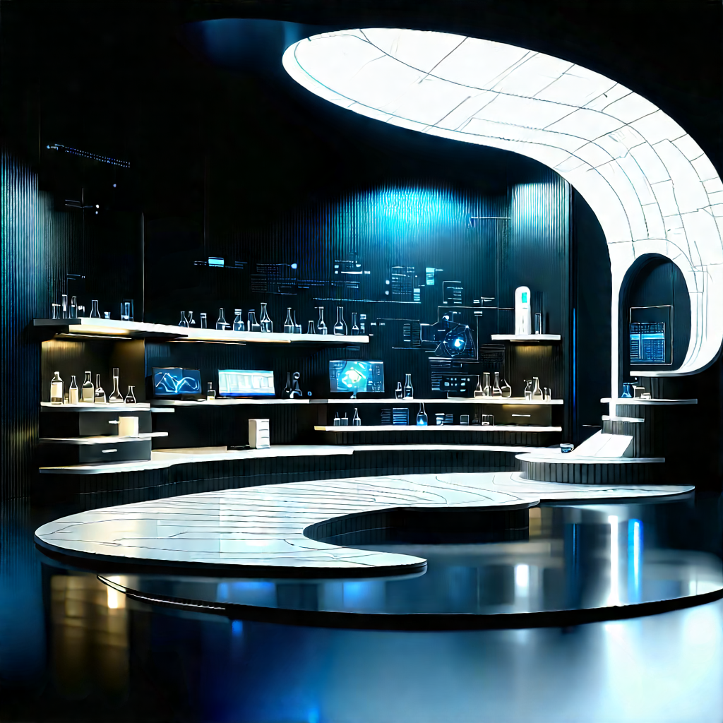 (futuristic:1.29) Research Laboratory With Image, There