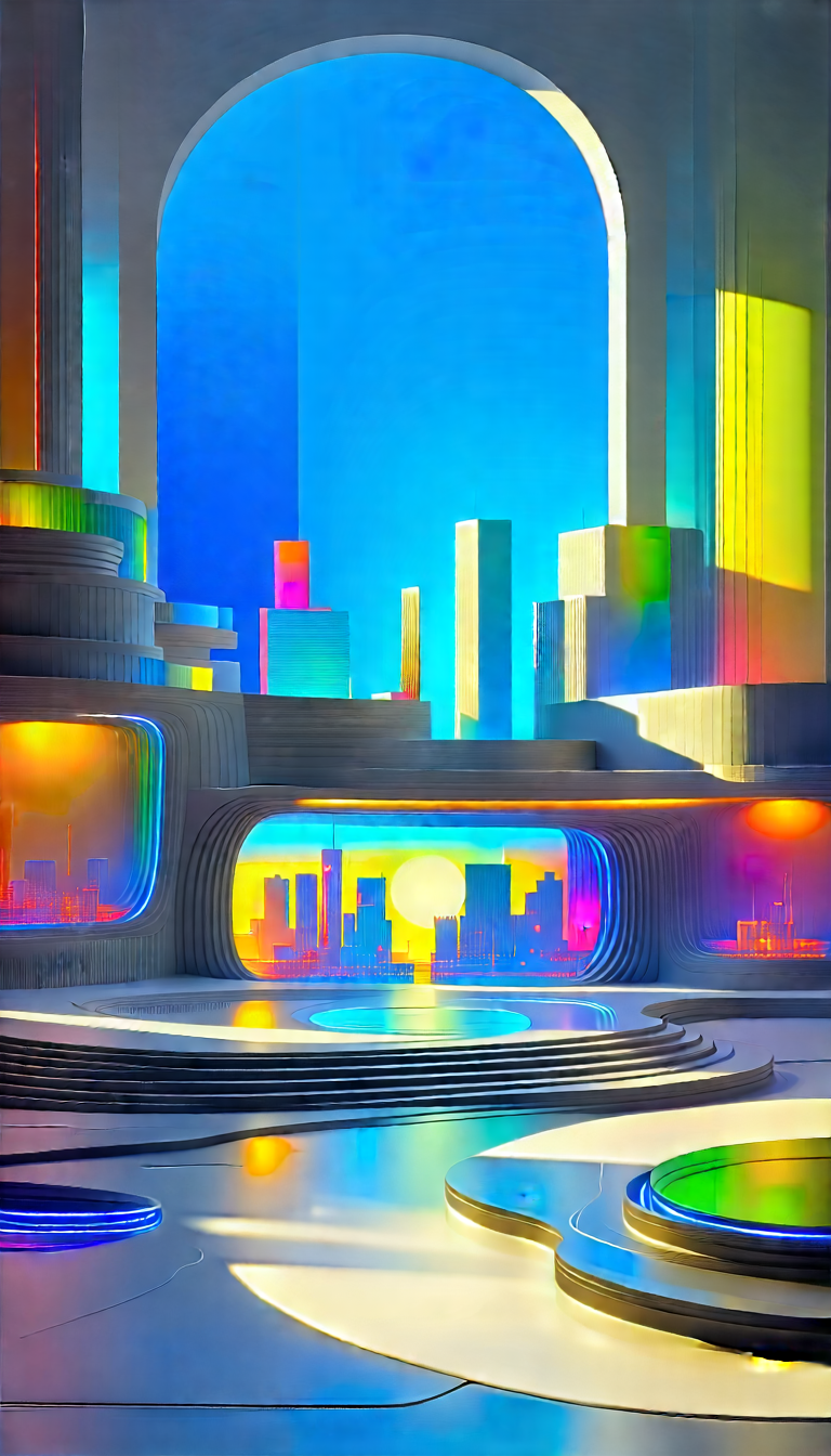 Futuristic tech startup office