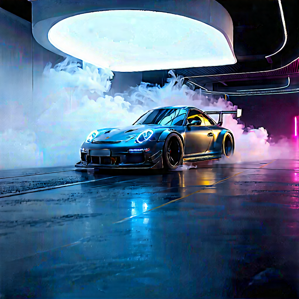 Automotive Technology In Modern Laboratory With Blue Sports